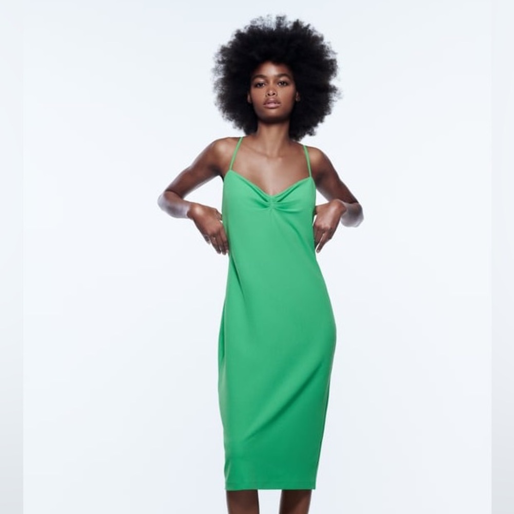 Green Zara Ruched Dress